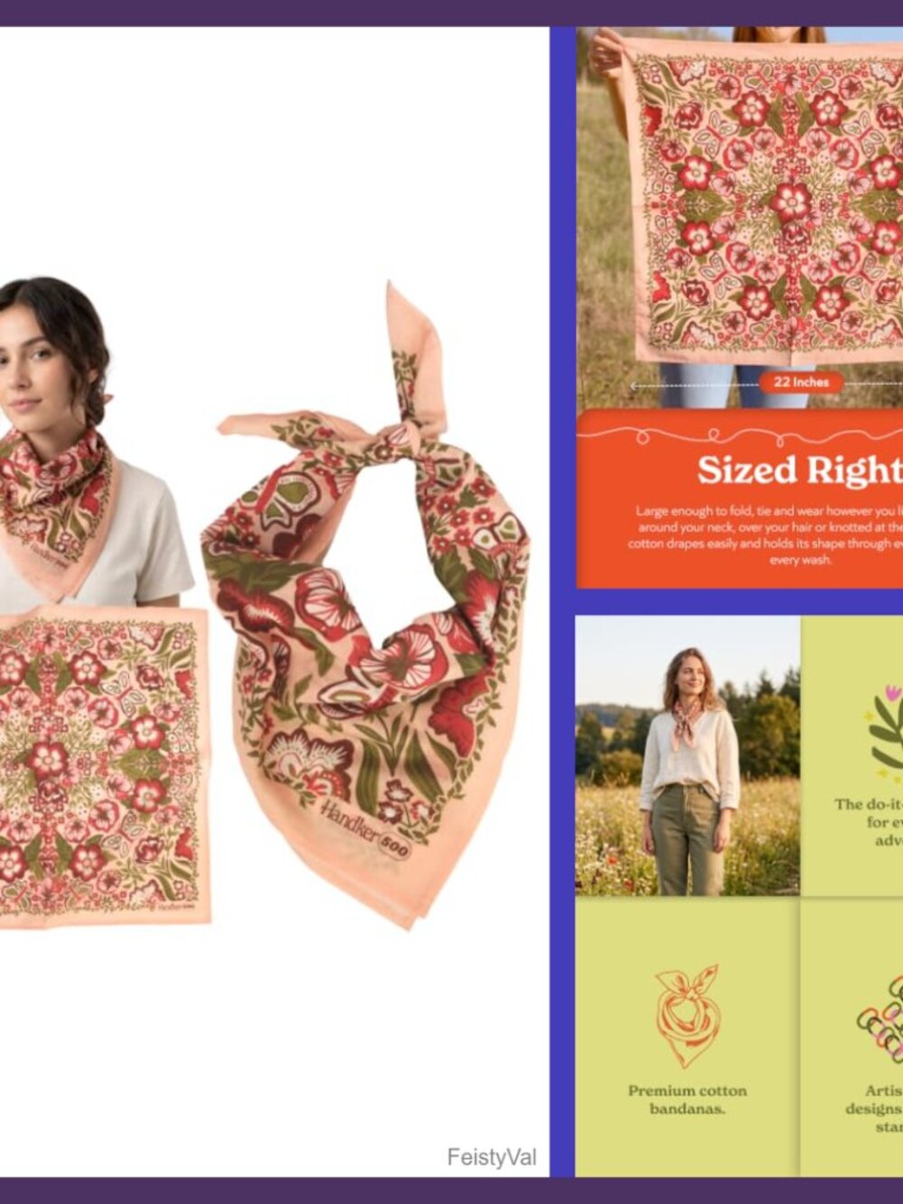 Cotton Bandana Hair Scarf Head Wrap 22x22 Neckerchief